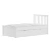 Yes4wood White Twin Bed with Trundle, Solid Wood Malibu Bed Frame with Twin Size Pull-Out Trundle for Kids and Toddlers