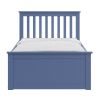 Yes4wood Blue Twin Bed with Trundle, Solid Wood Malibu Bed Frame with Twin Size Pull-Out Trundle for Kids and Toddlers