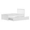 Yes4wood White Twin Bed with Trundle, Solid Wood Malibu Bed Frame with Twin Size Pull-Out Trundle for Kids and Toddlers