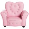 Qaba Kids Sofa Toddler Tufted Upholstered Sofa Chair Princess Couch with Diamond Decoration -AS