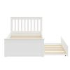 Yes4wood White Twin Bed with Trundle, Solid Wood Malibu Bed Frame with Twin Size Pull-Out Trundle for Kids and Toddlers