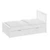 Yes4wood White Twin Bed with Trundle, Solid Wood Malibu Bed Frame with Twin Size Pull-Out Trundle for Kids and Toddlers
