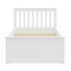 Yes4wood White Twin Bed with Trundle, Solid Wood Malibu Bed Frame with Twin Size Pull-Out Trundle for Kids and Toddlers