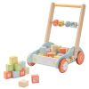 Wooden Baby Walker with Building Blocks, Push Walker for Baby Boys and Girls Learning to Walk Toddler Gift for 1 2 3 Year Old