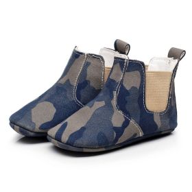 Baby Shoes Baby Xie Shoes Toddler Shoes Elastic PU Soft Shoes Children's Shoes (Option: Blue-14)