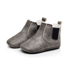 Baby Shoes Baby Xie Shoes Toddler Shoes Elastic PU Soft Shoes Children's Shoes (Option: Gray-11)