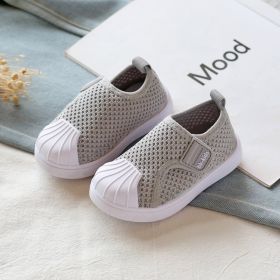 Girls Boys Casual Shoes Spring Infant Toddler Shoes Comfortable Non-slip Soft Bottom Children Sneakers Baby Kids Shoes (Option: Gray-30)