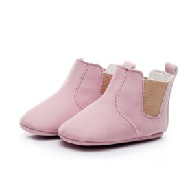 Baby Shoes Baby Xie Shoes Toddler Shoes Elastic PU Soft Shoes Children's Shoes (Option: Pink-12)